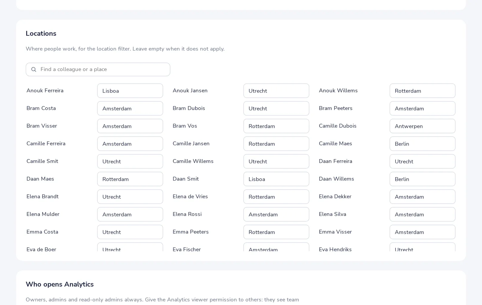 Fill in where people work