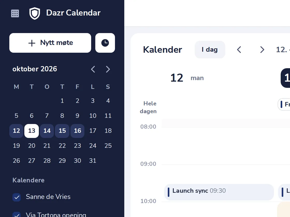 Trykk på Nytt møte