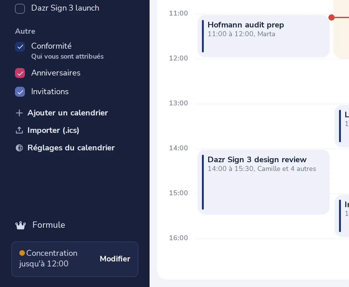 Cliquez sur Importer (.ics)