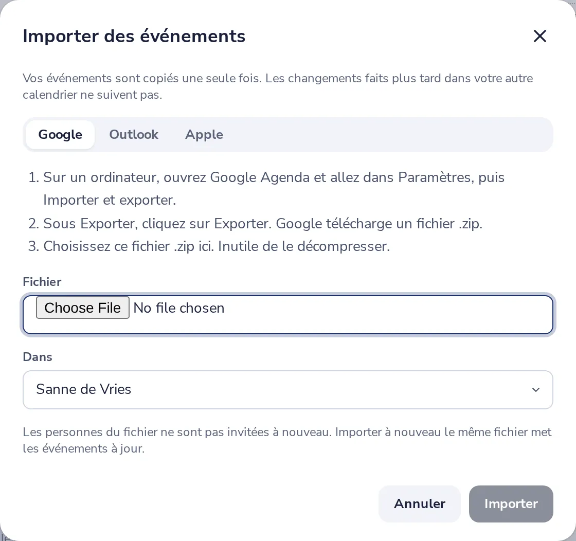 Suivez les étapes pour votre calendrier