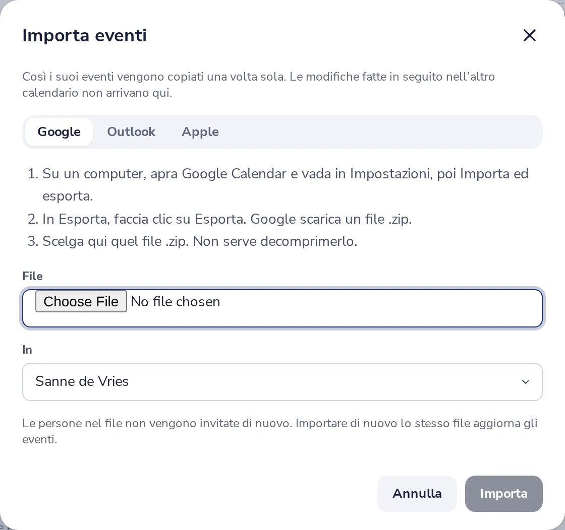 Segua i passaggi per il Suo calendario