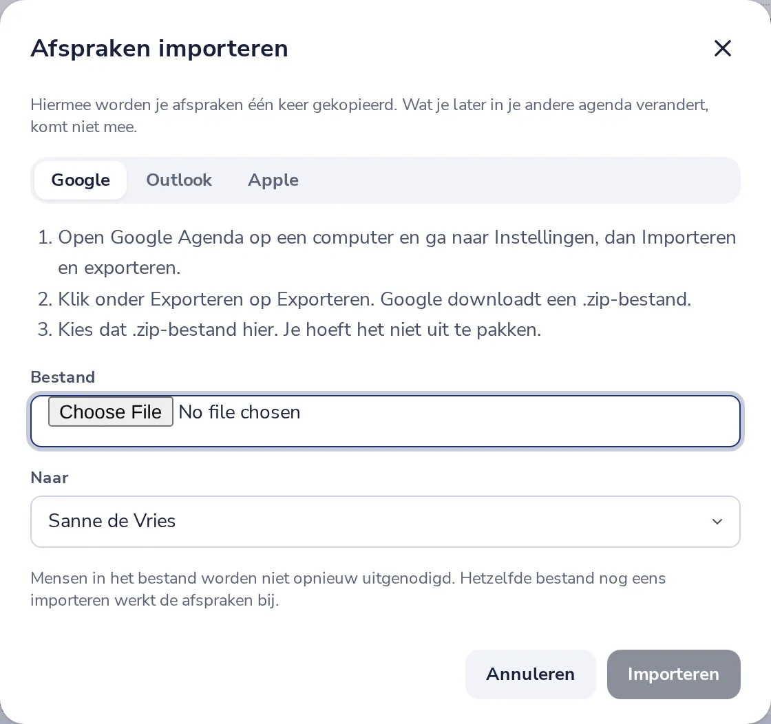 Volg de stappen voor je agenda