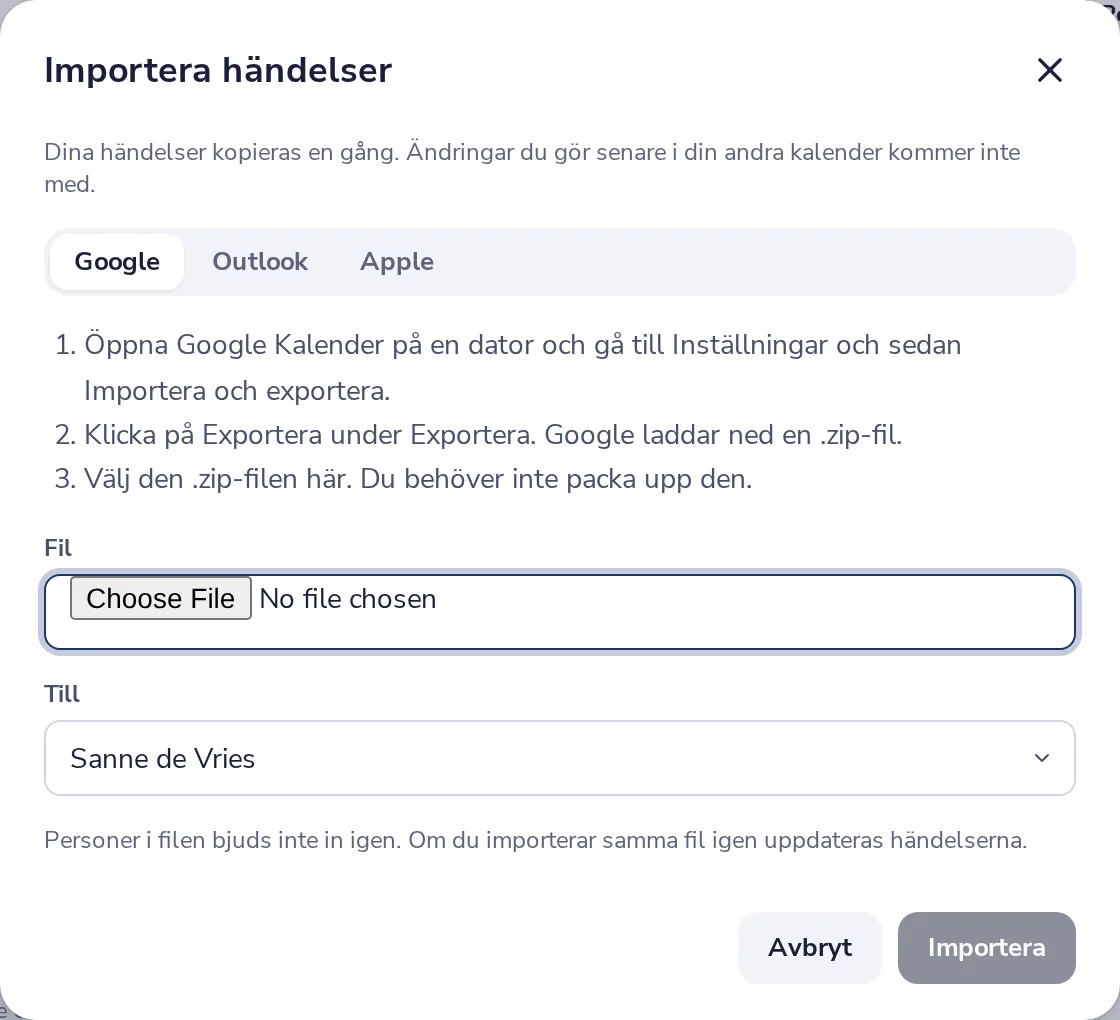 Följ stegen för din kalender