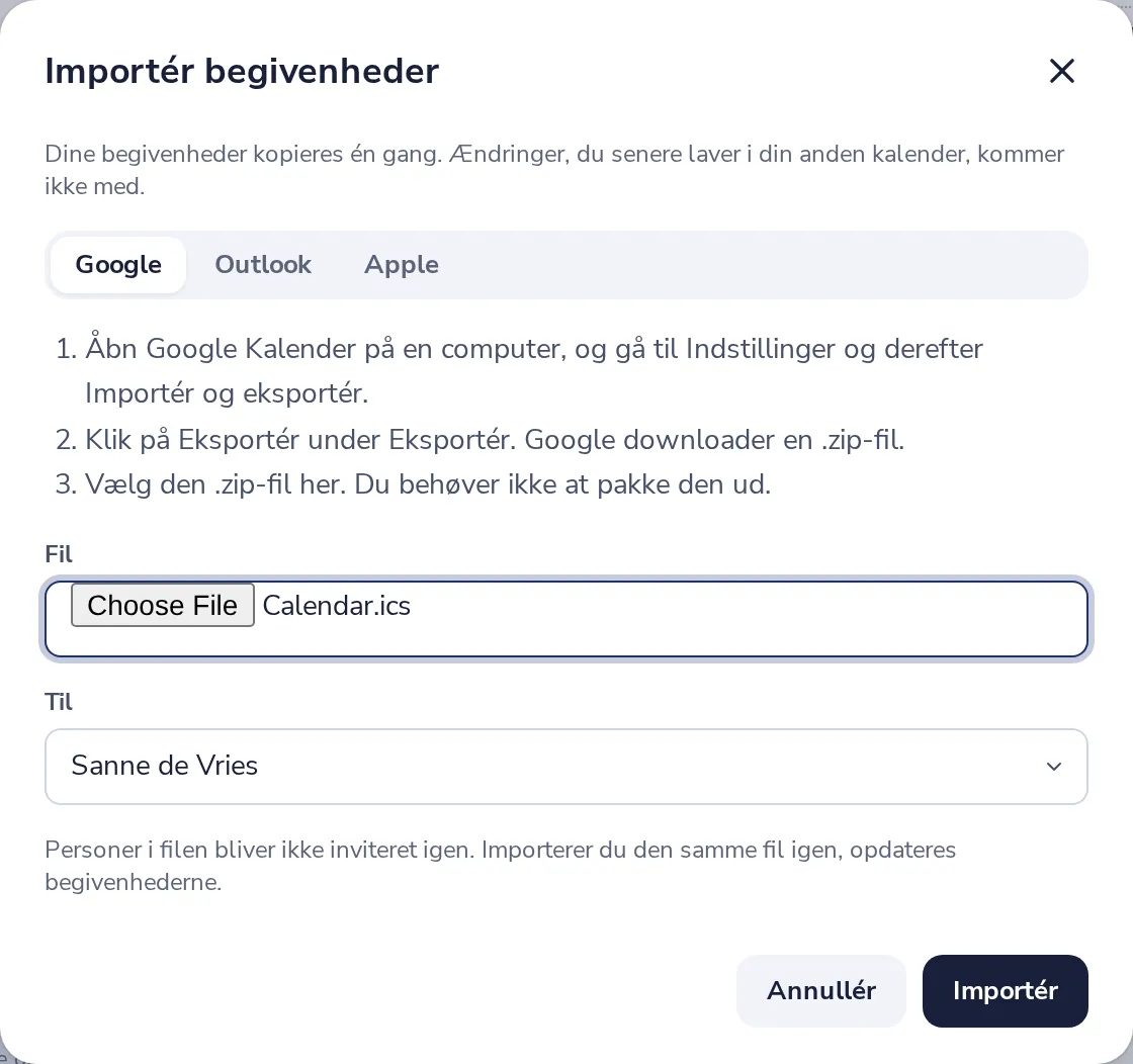 Vælg filen