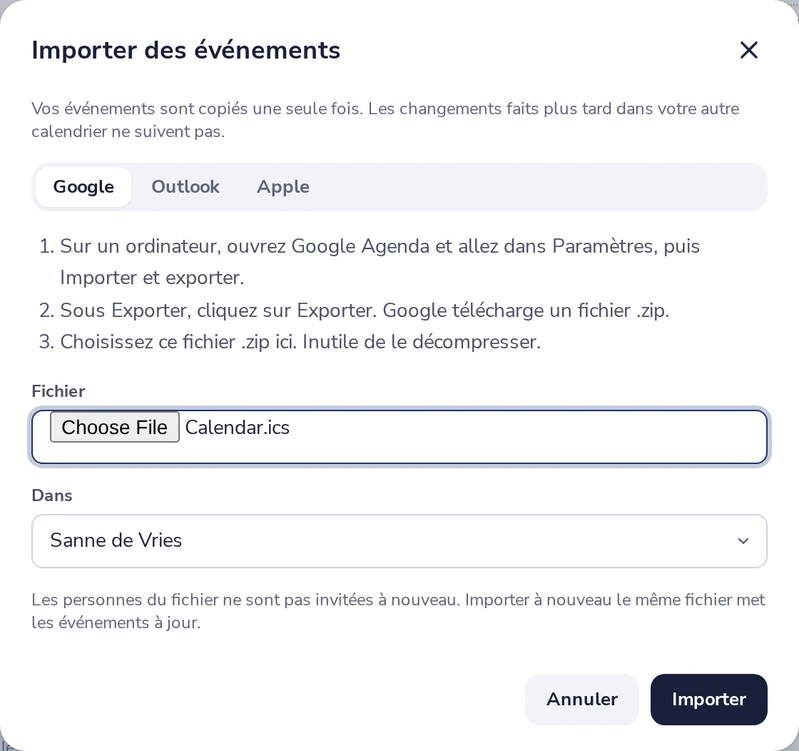 Choisissez le fichier