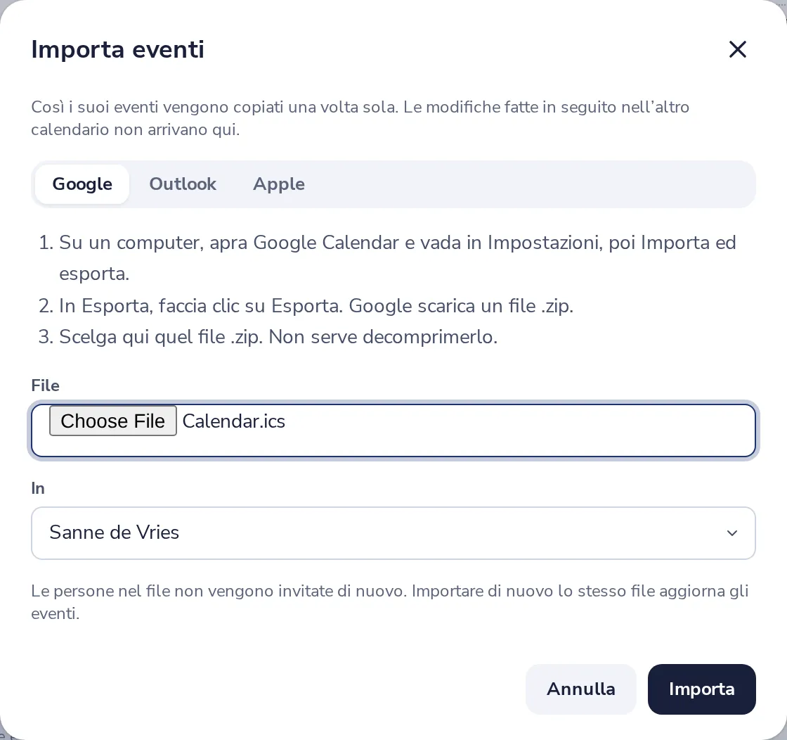 Scelga il file
