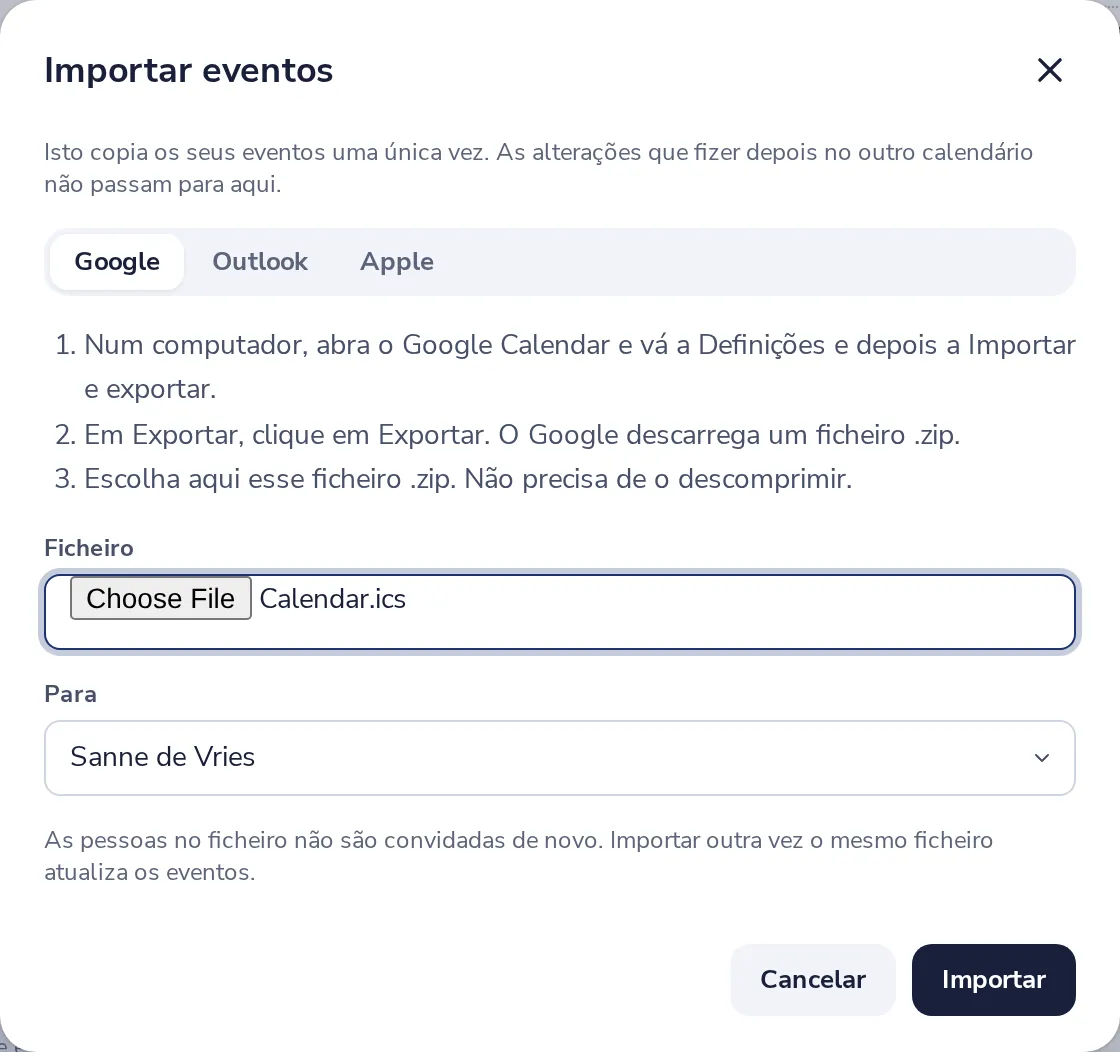 Escolha o ficheiro