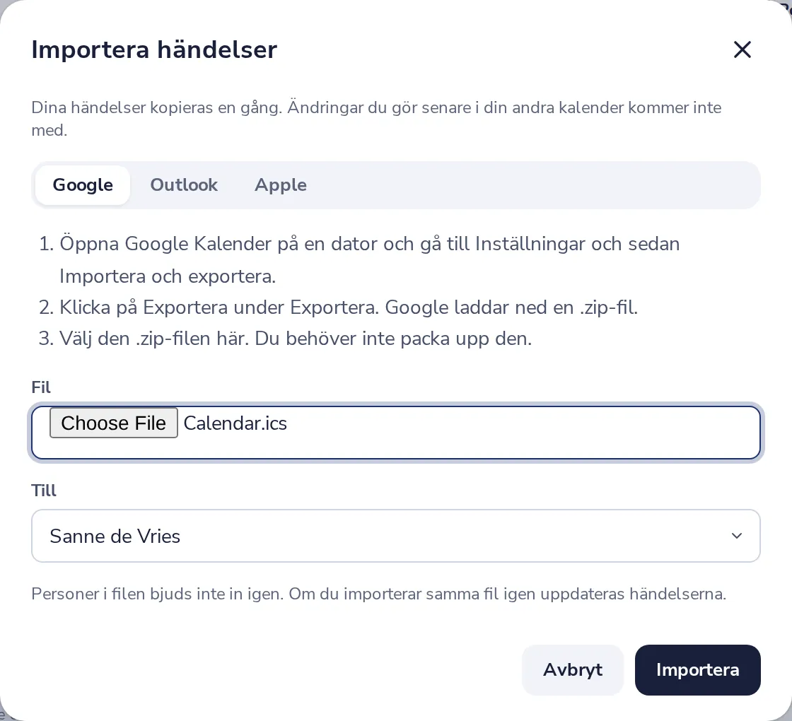 Välj filen