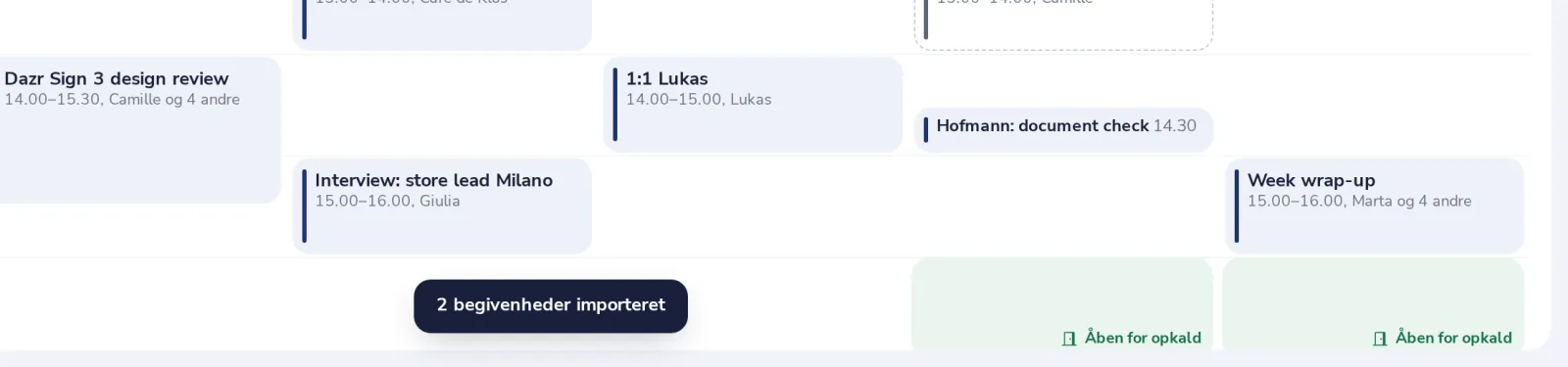 Tryk på Importér
