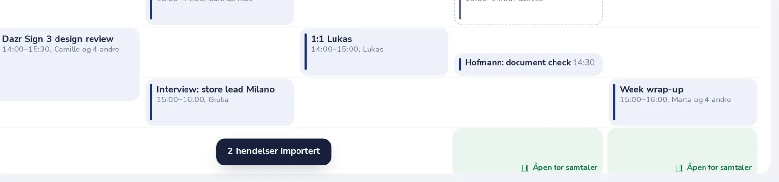 Trykk på Importer