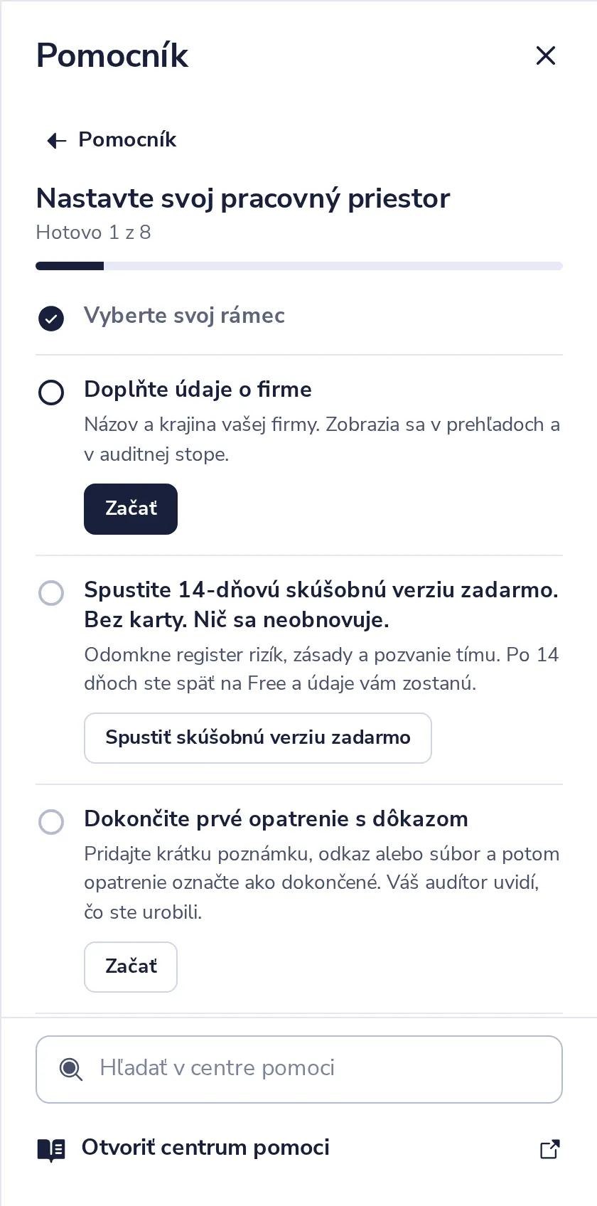 Otvorte Začíname v Pomocníkovi