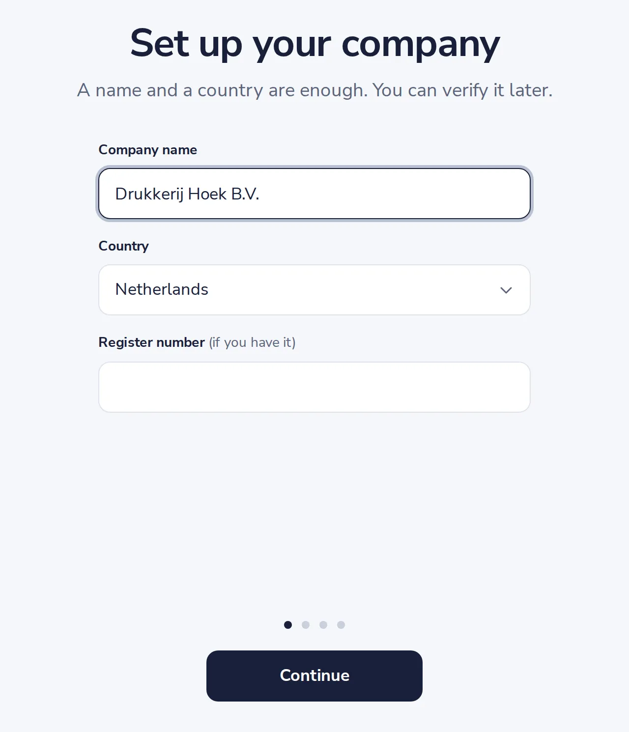 Type the name and country