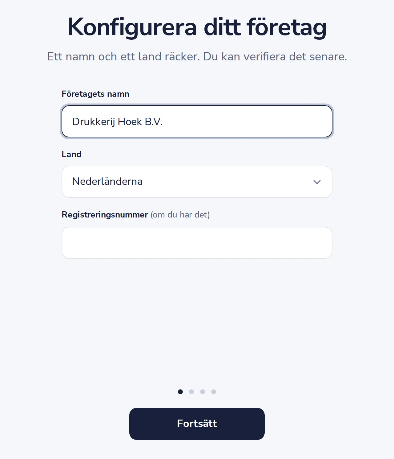 Skriv namn och land