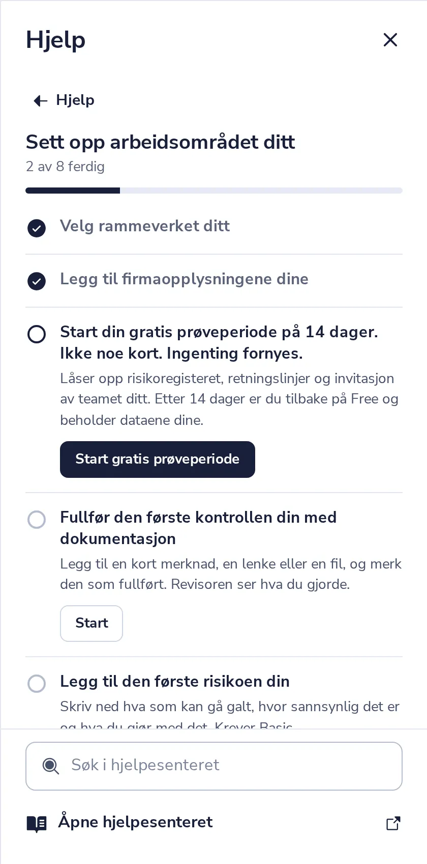 Trykk på Fortsett