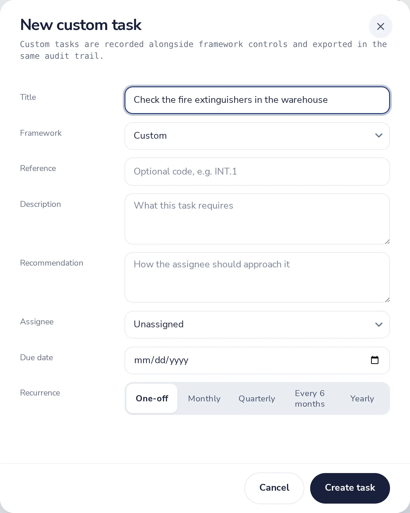 Fill in the task details