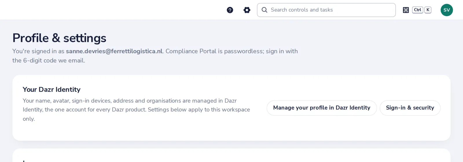 Open Profile & settings
