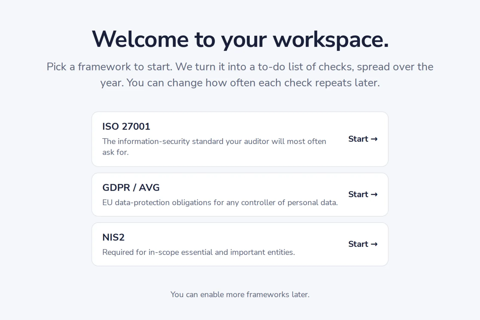 Pick a framework