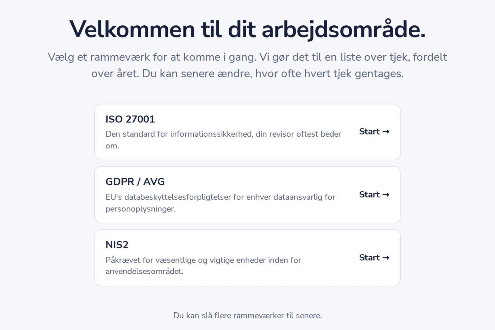 Vælg et rammeværk