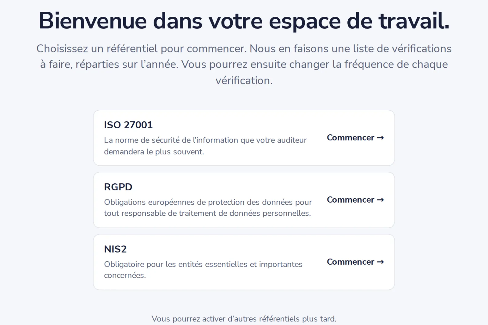 Choisissez un référentiel