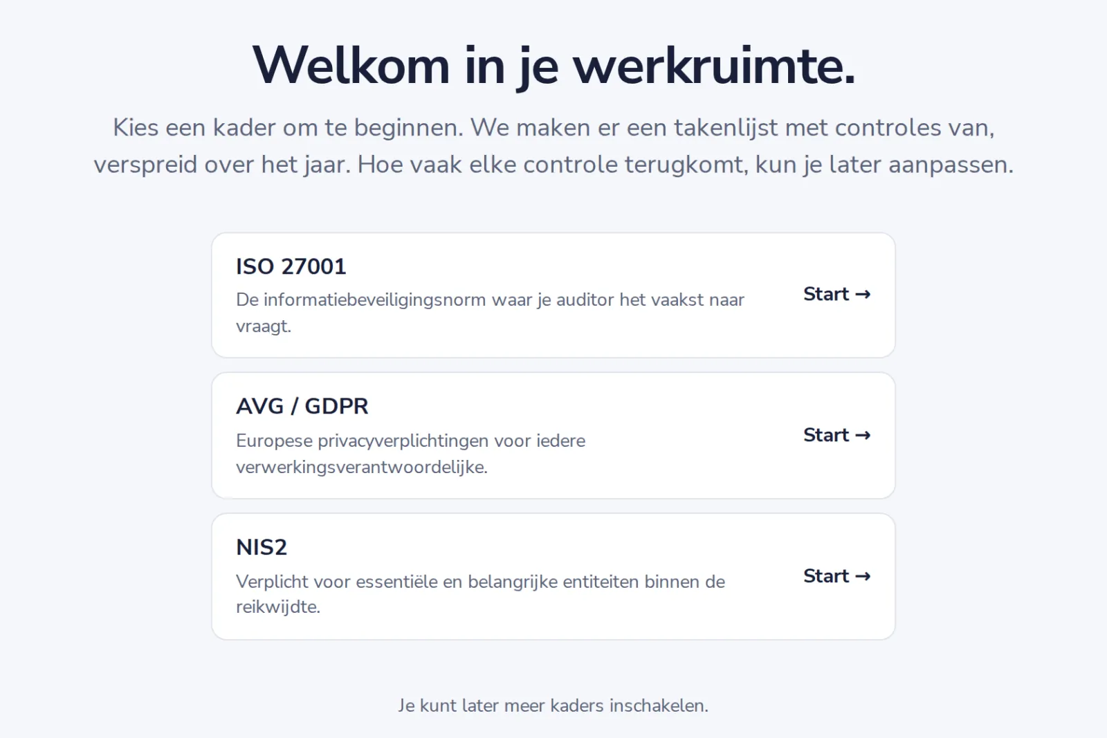 Kies een kader