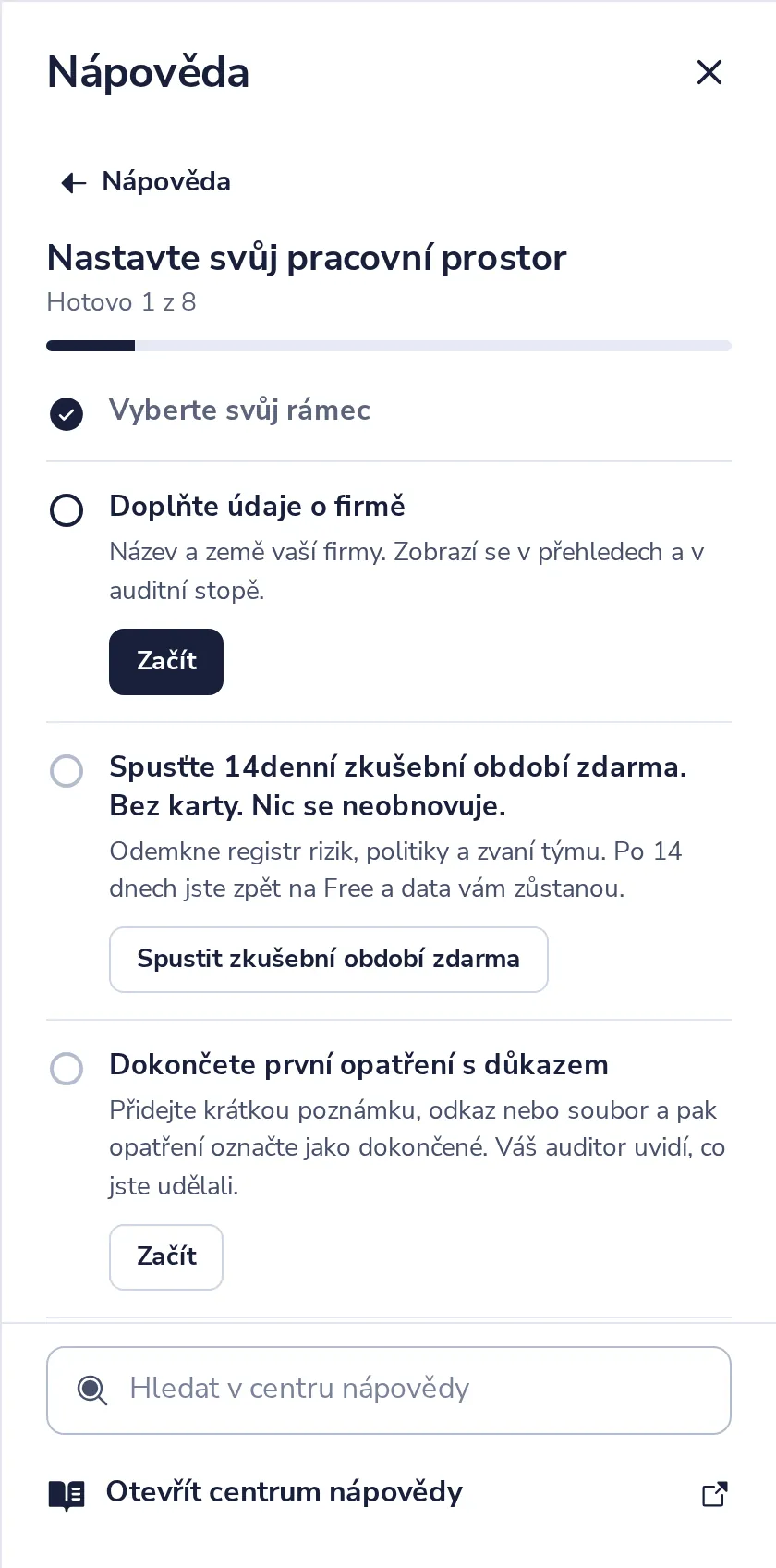 Vaše opatření jsou připravena