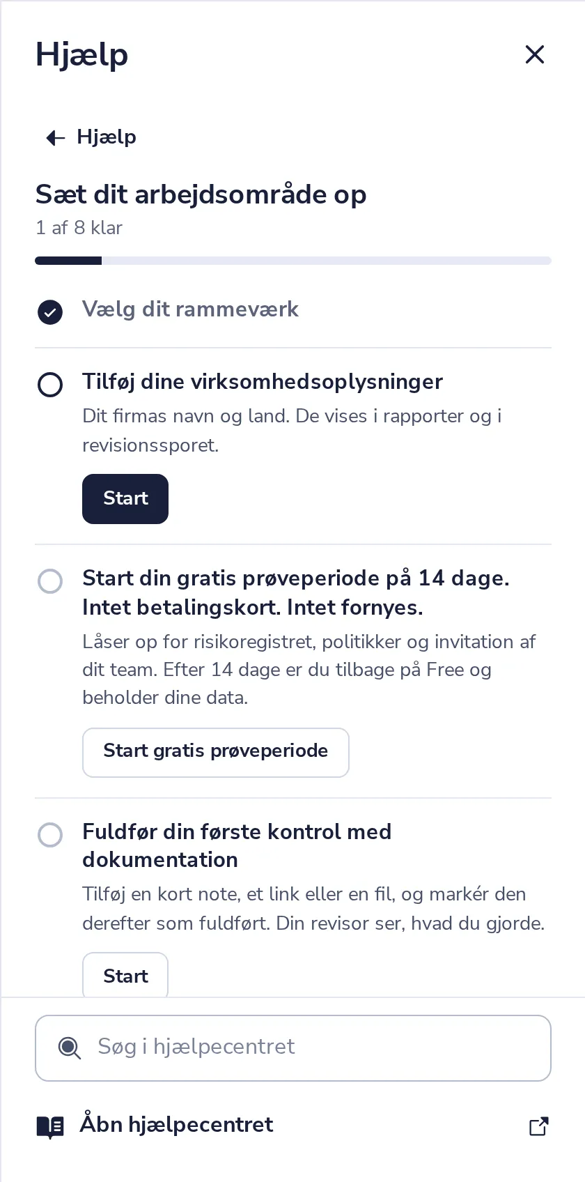 Dine kontroller er klar