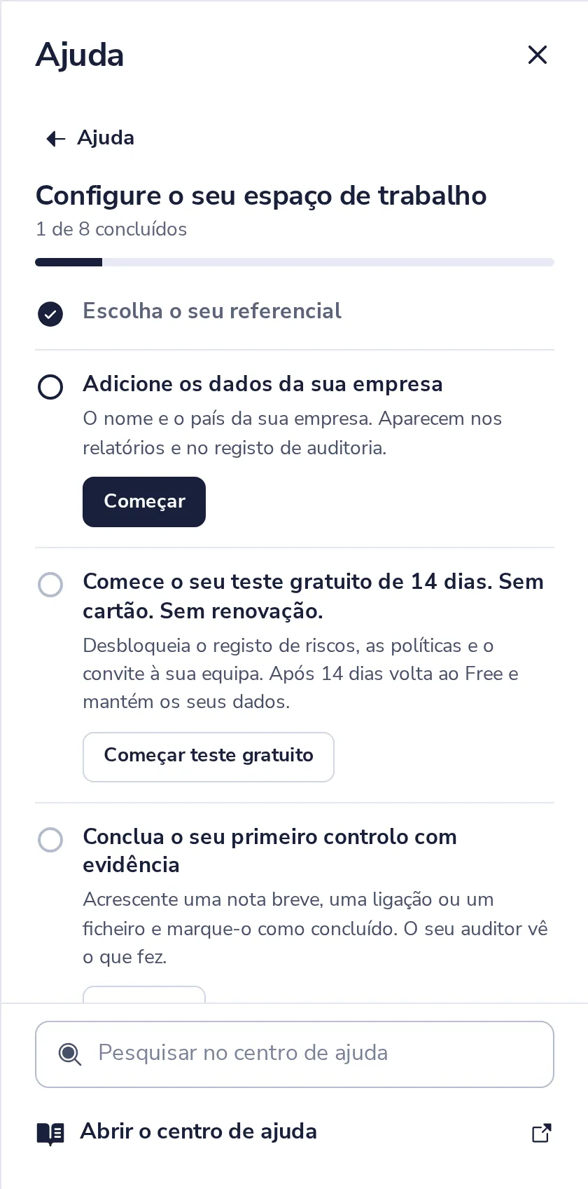 Os seus controlos estão prontos