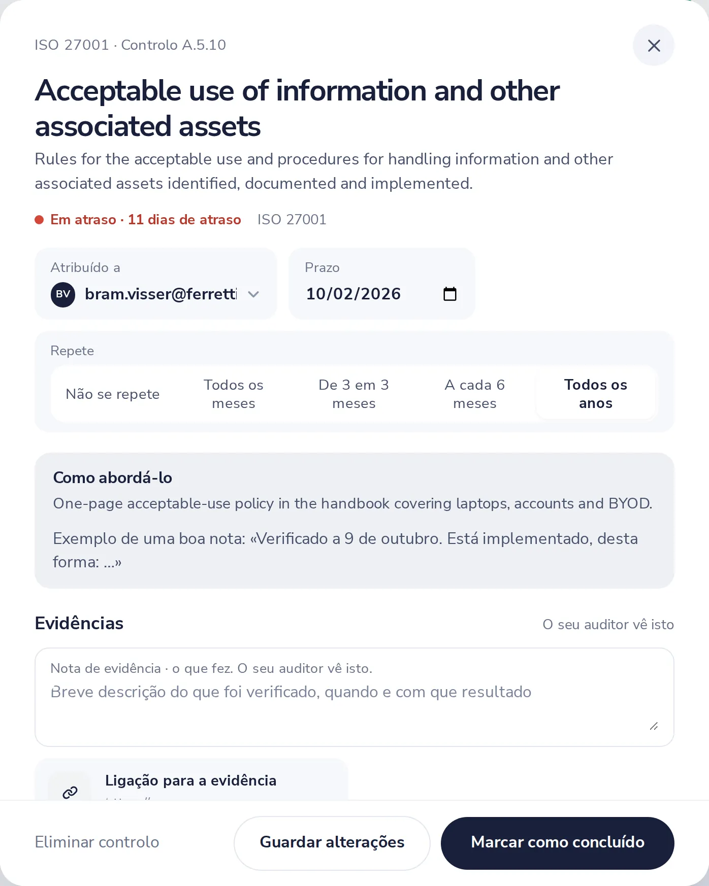 Leia como abordar o controlo
