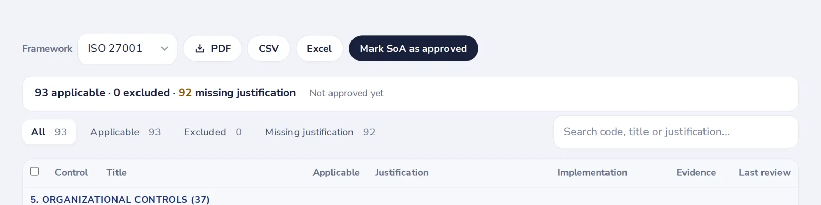 Mark the statement as approved