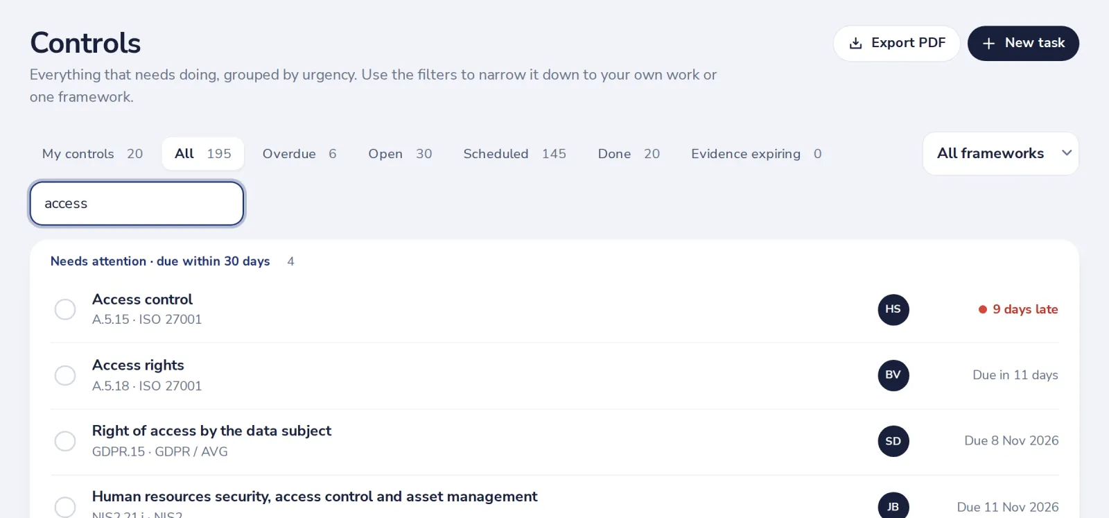 Search the controls by name