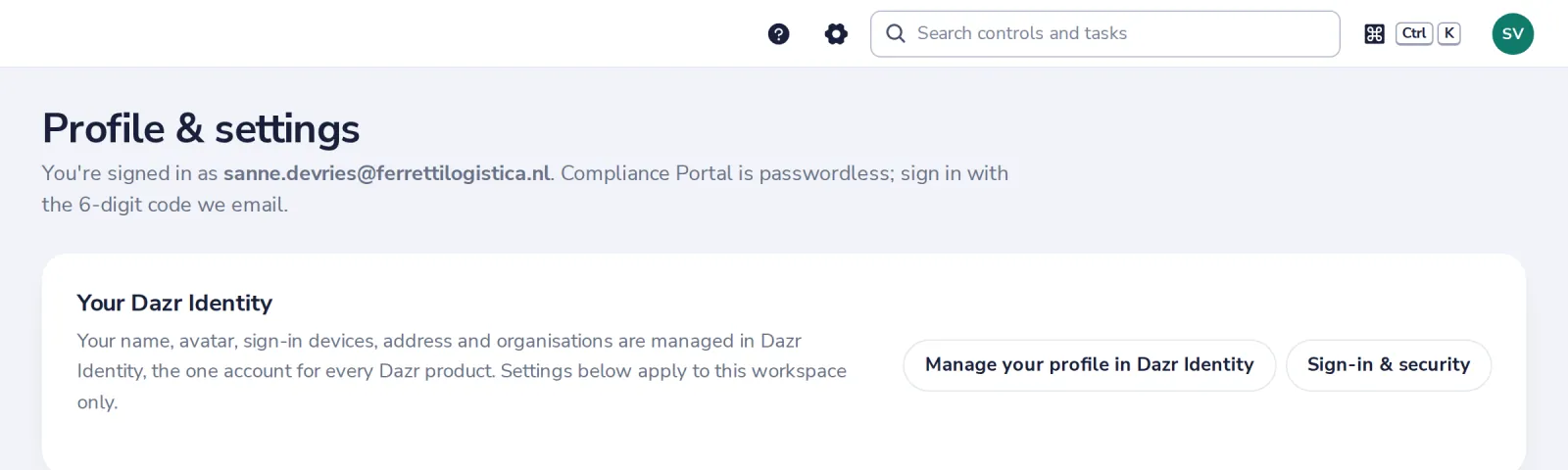 Open Profile & settings