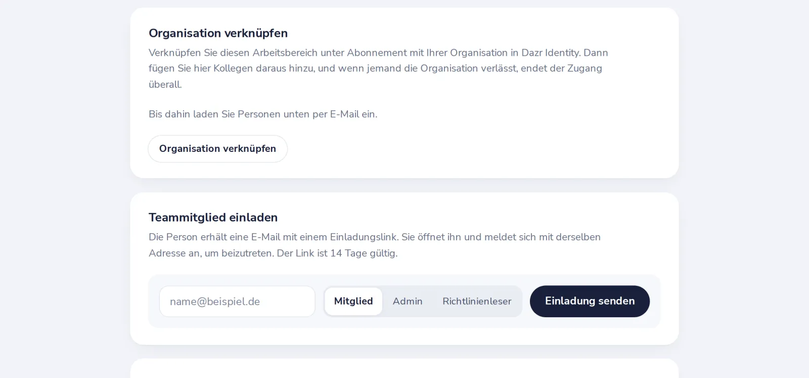 Einladung senden drücken