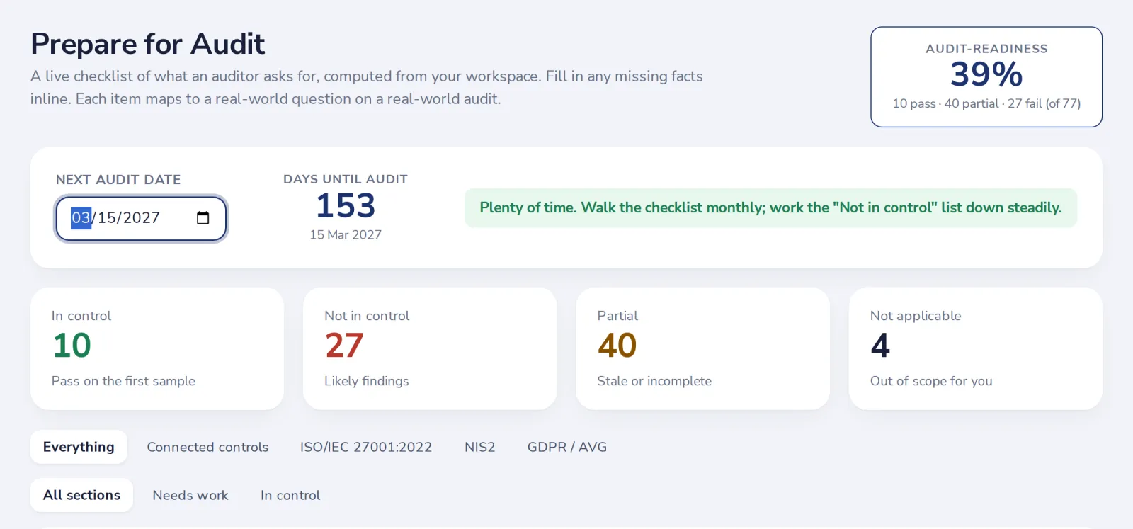 Set your audit date