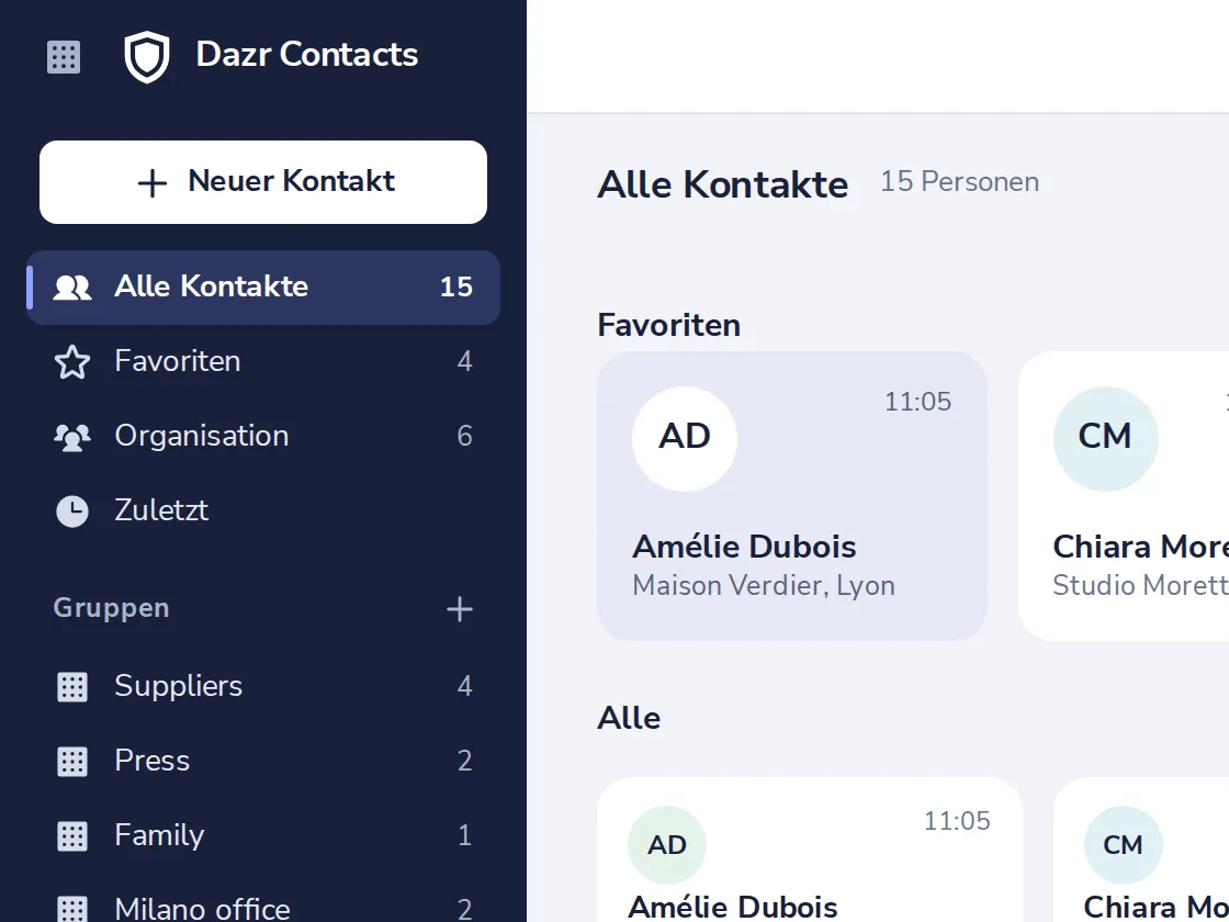 Auf Neuer Kontakt klicken