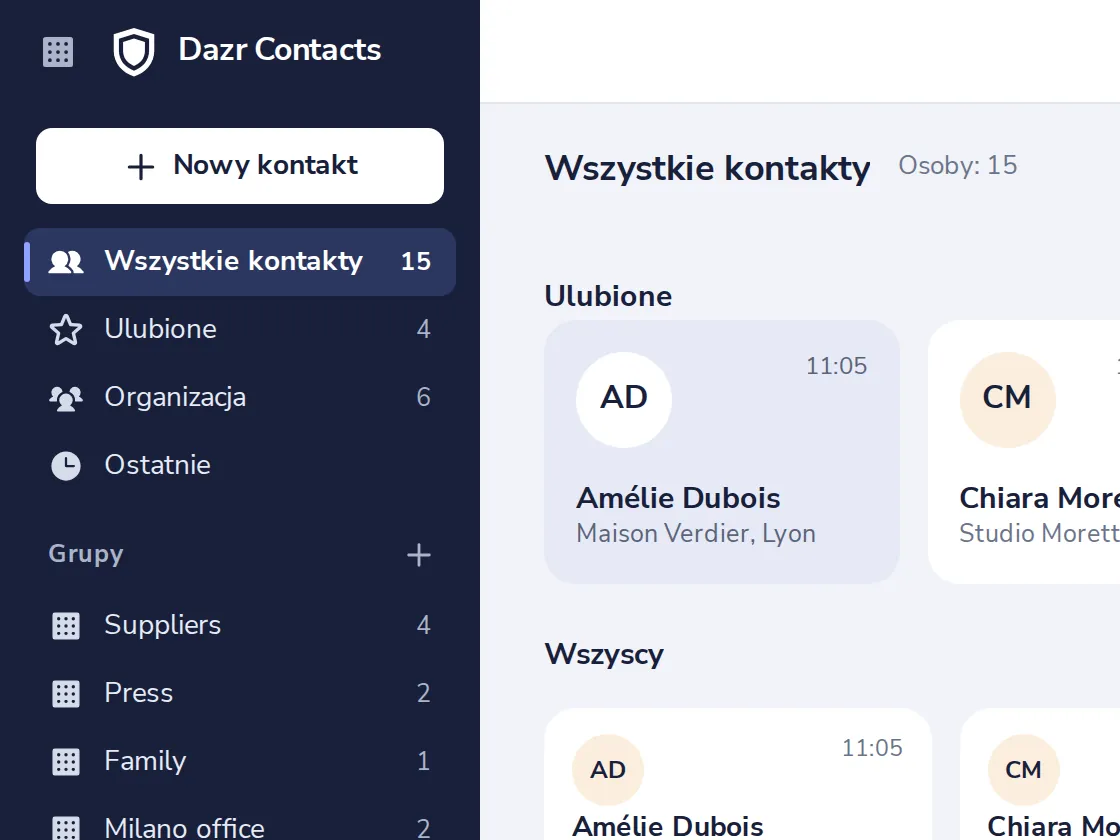 Naciśnij Nowy kontakt