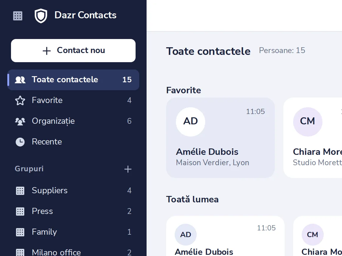 Apasă Contact nou