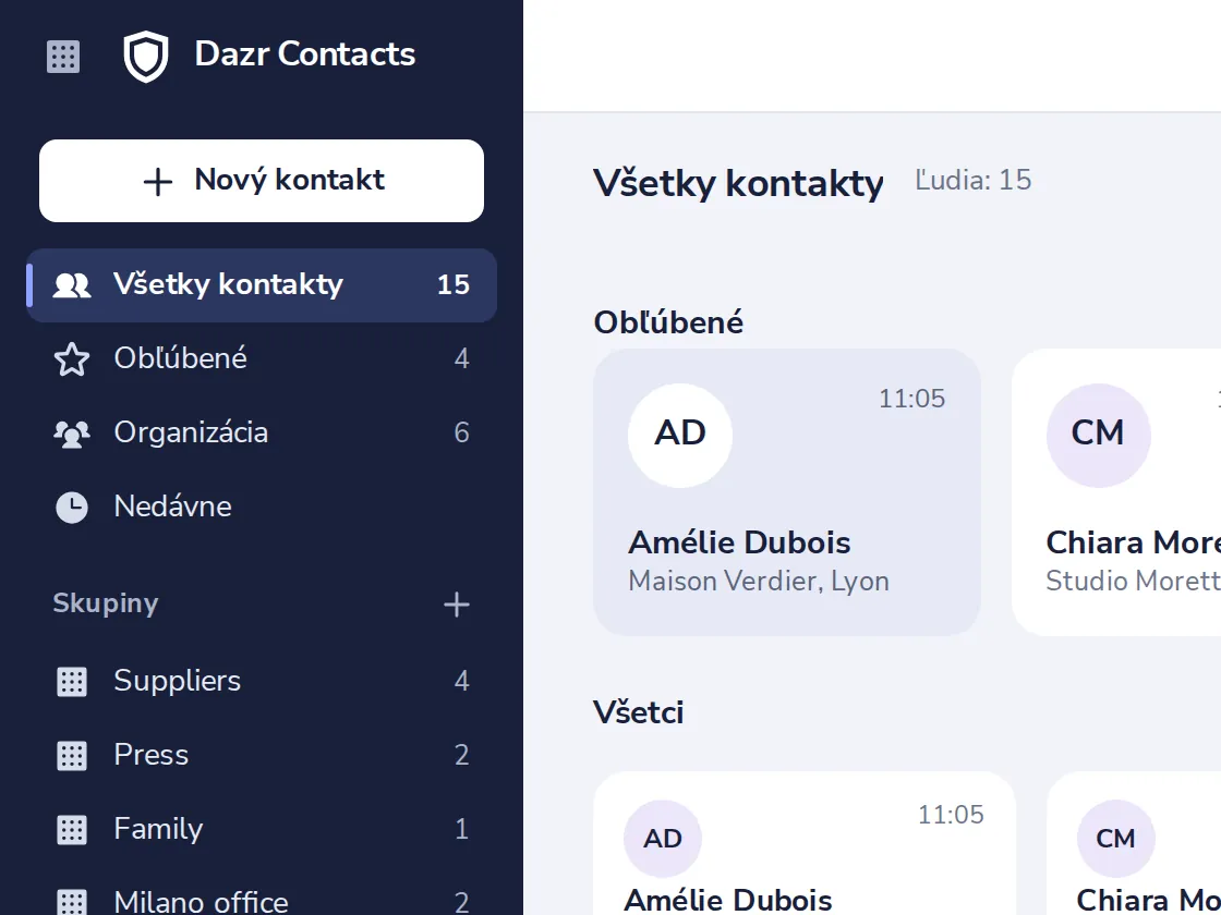 Stlačte Nový kontakt