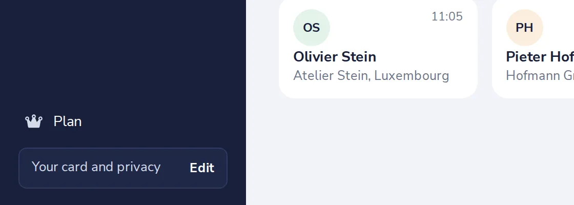 Press Edit next to Your card