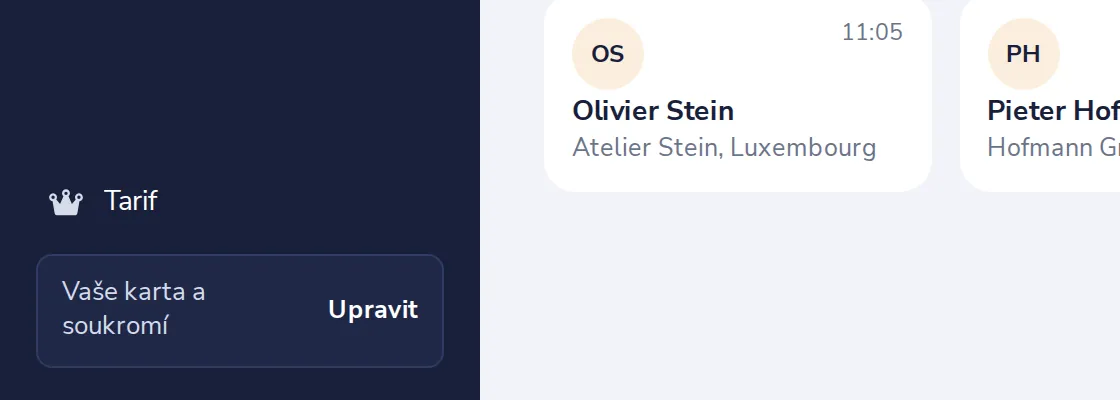 Stiskněte Upravit vedle Vaše karta