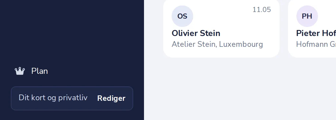 Tryk på Rediger ved Dit kort