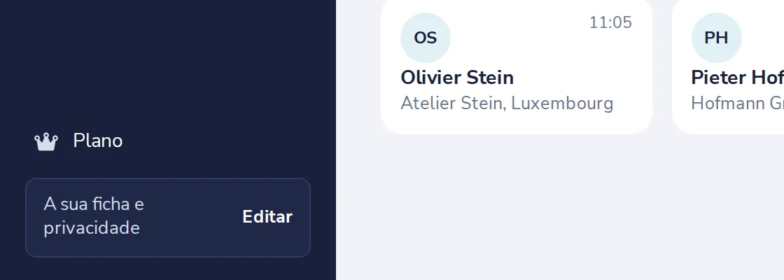 Prima Editar ao lado de A sua ficha