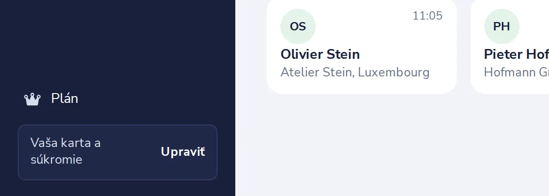 Stlačte Upraviť vedľa Vaša karta