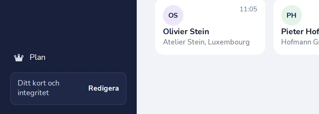 Tryck på Redigera vid Ditt kort