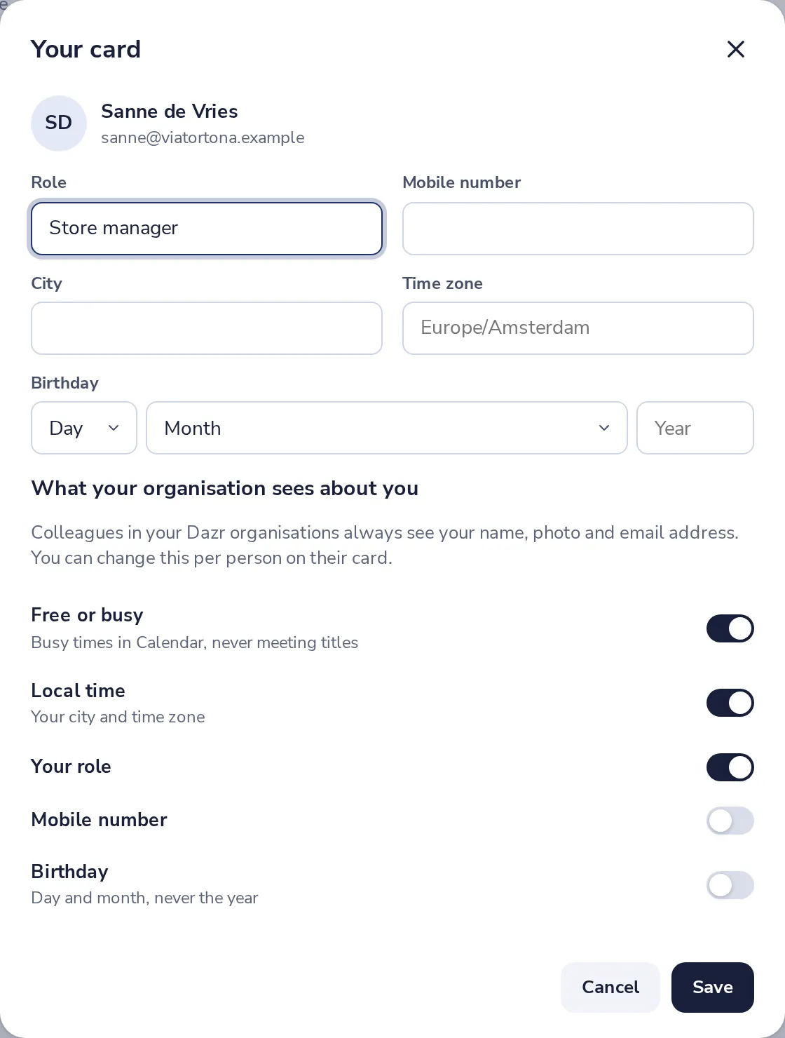 Choose what your organisation sees