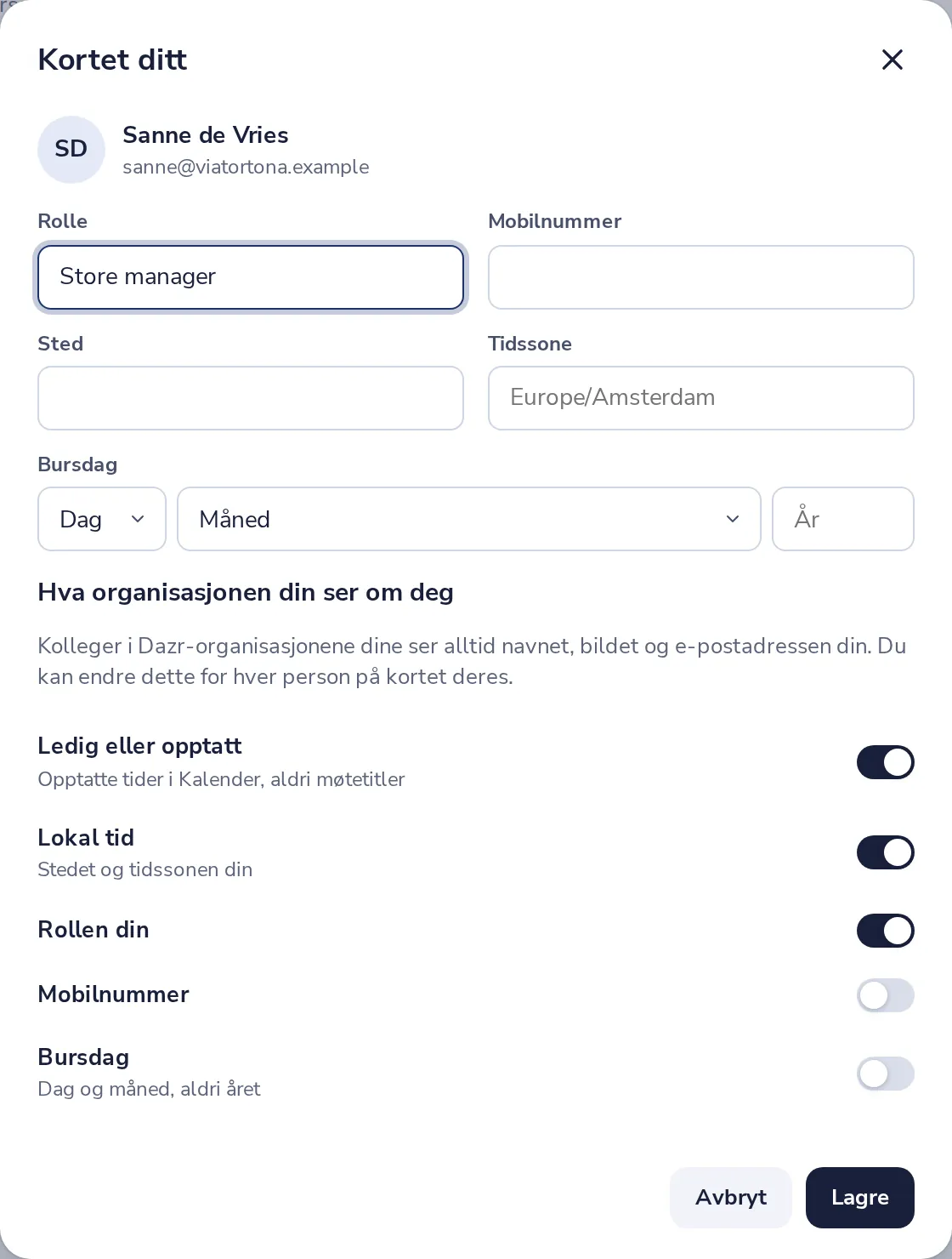 Trykk på Lagre