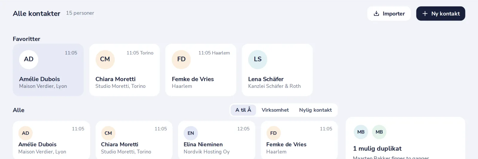 Trykk på Importer