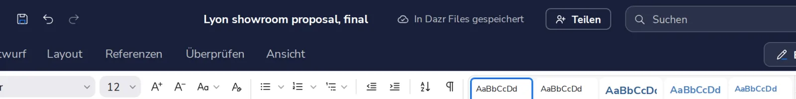 Mit dem neuen Namen gespeichert