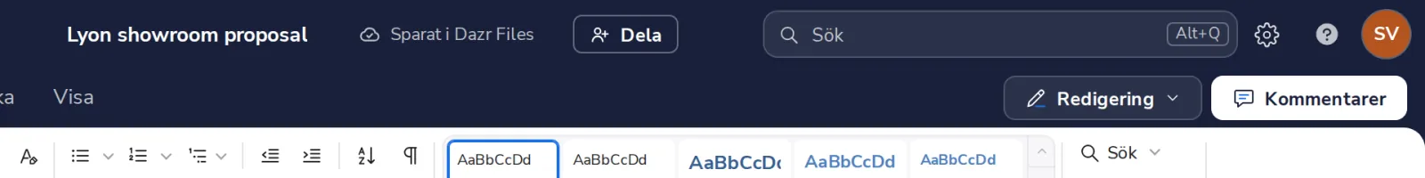 Tryck på Dela