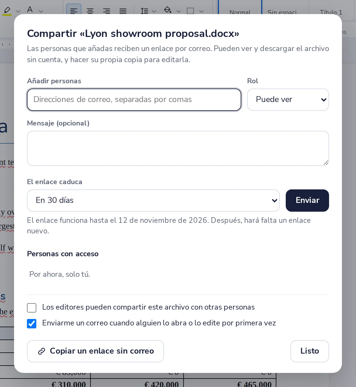 Añade su correo
