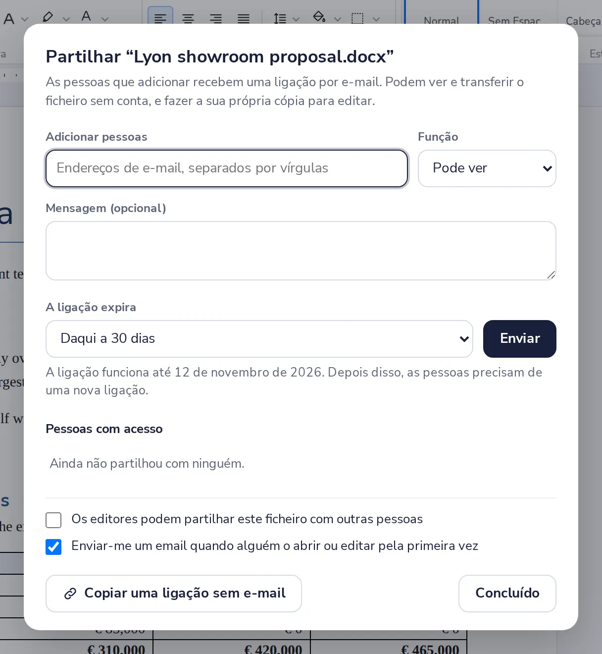 Adicione o endereço de email